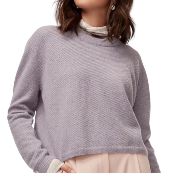Aritzia Wilfred Aubri Alpaca Cropped Knit Sweater Lilac Fog Purple Size Large - Picture 2 of 9